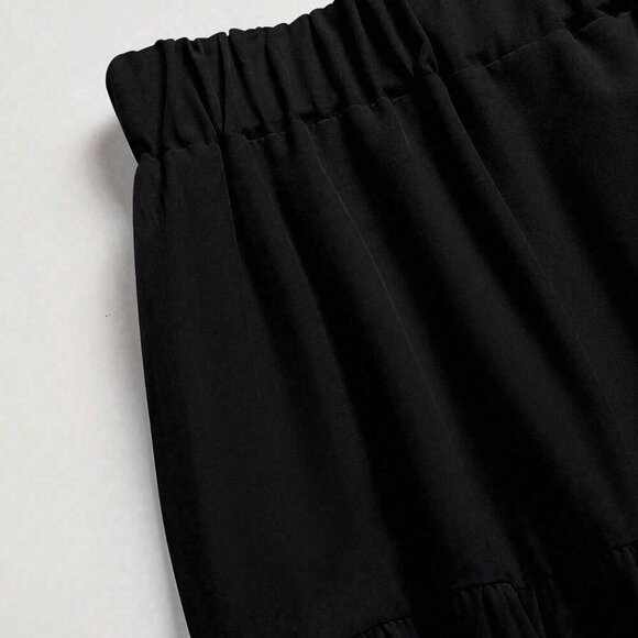Black Casual Women's Solid Color A-Line Loose Skirt - Picture 7 of 7